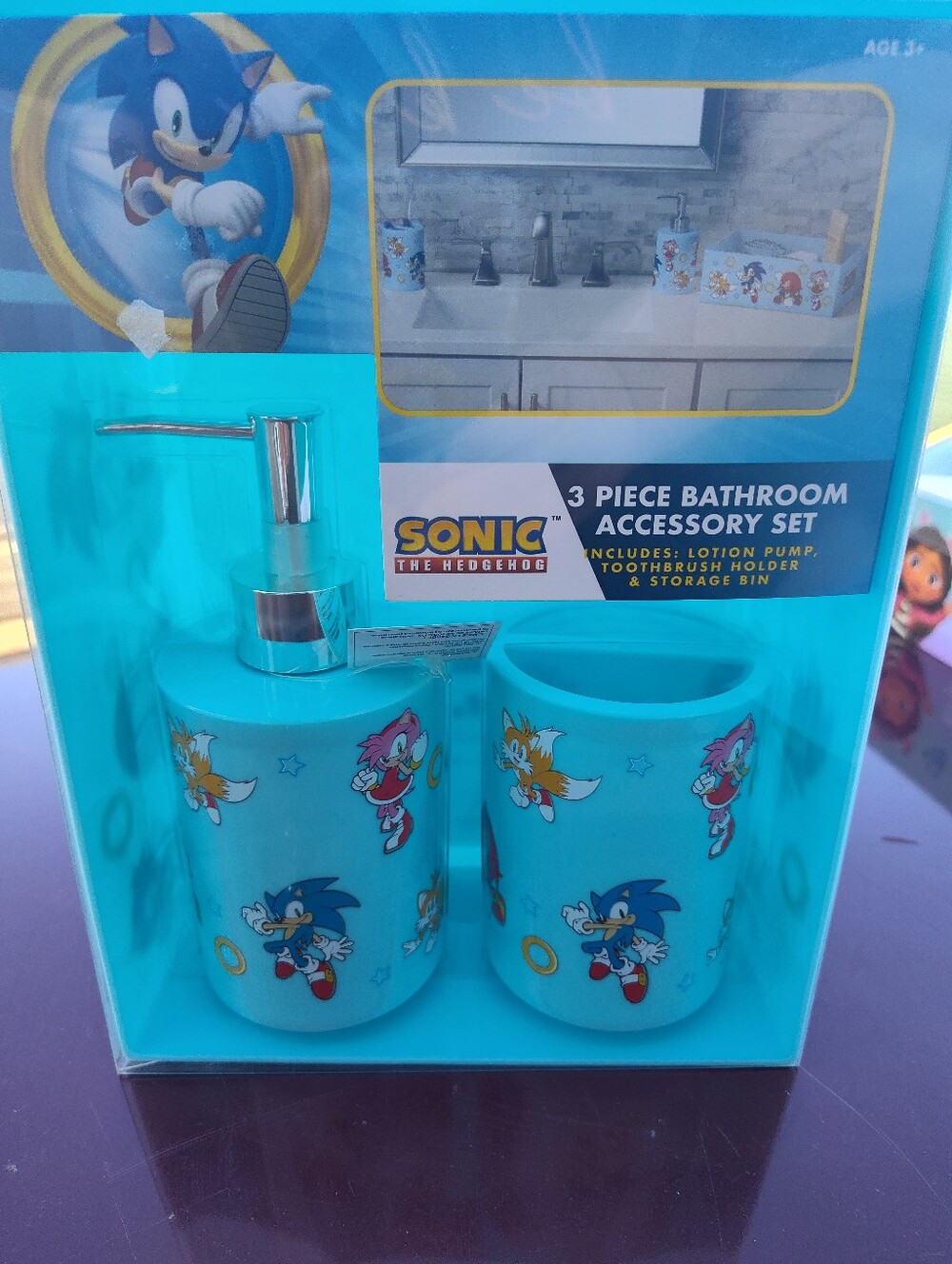 Netflix Sonic the Hedgehog Blue 3-Piece Bathroom Accessory Set
